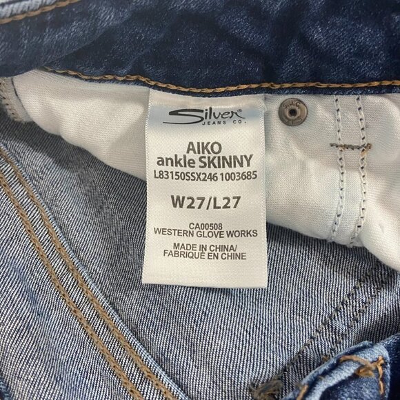 Silver Jeans Aiko Ankle Skinny Women's Size 27 (27 x 27) Mid Rise Rough Hem - Picture 11 of 12